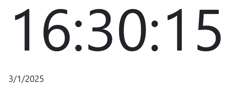 A screenshot of the clock in 24-hour clock mode