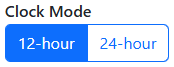 A screenshot of the Clock Mode radio buttons