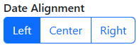 A screenshot of the Date Alignment radio buttons with "Left" selected