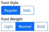 A screenshot of the Font Style and Font Weight radio buttons.