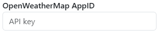 A screenshot of the OpenWeatherMap AppID field.
