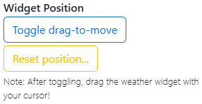 A screenshot of the Widget Position options.